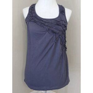 Modcloth She + Sky NEW Slate Gray Ruched Ruffles & Covered Beads Tank Top S